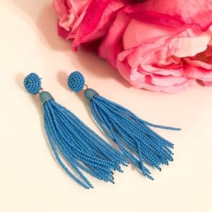 BaubleBar Blue Beaded Tassel Earrings